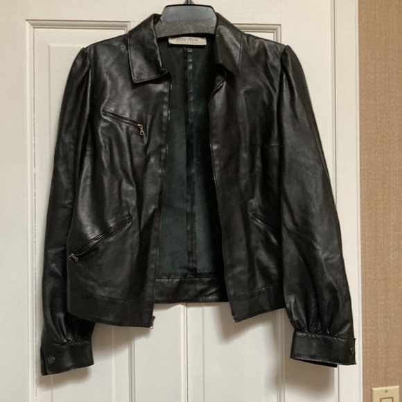 Miu Miu Jackets & Blazers - Miu Miu Italy black leather unlined jacket 44/8 Barney’s Ny
